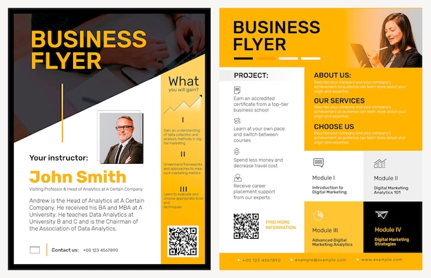 Editable business flyer template in yellow modern design