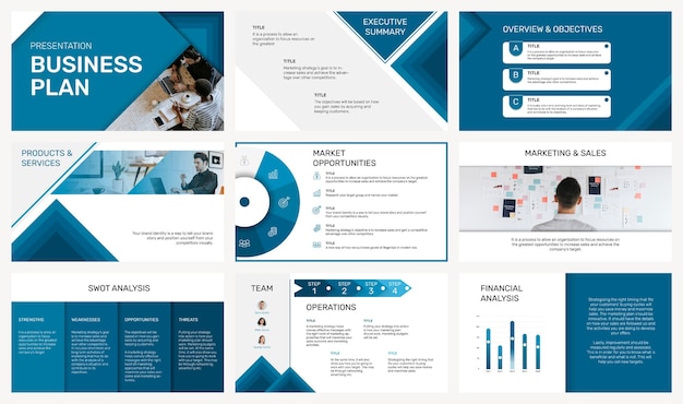 Free vector editable business presentation template  in modern design set