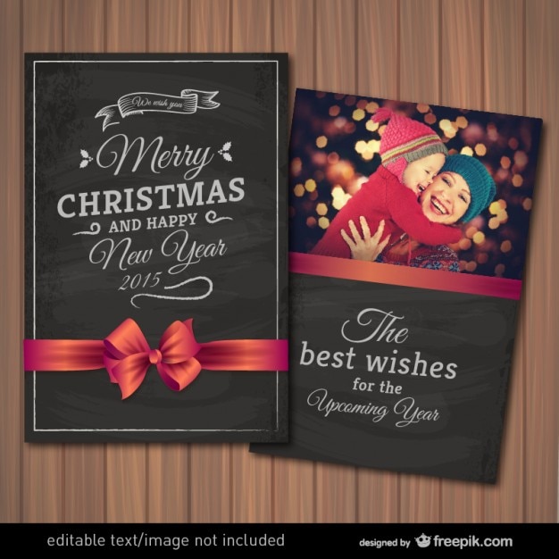 Free vector editable christmas card with photography frame