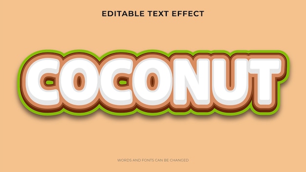 Free vector editable coconut text effect