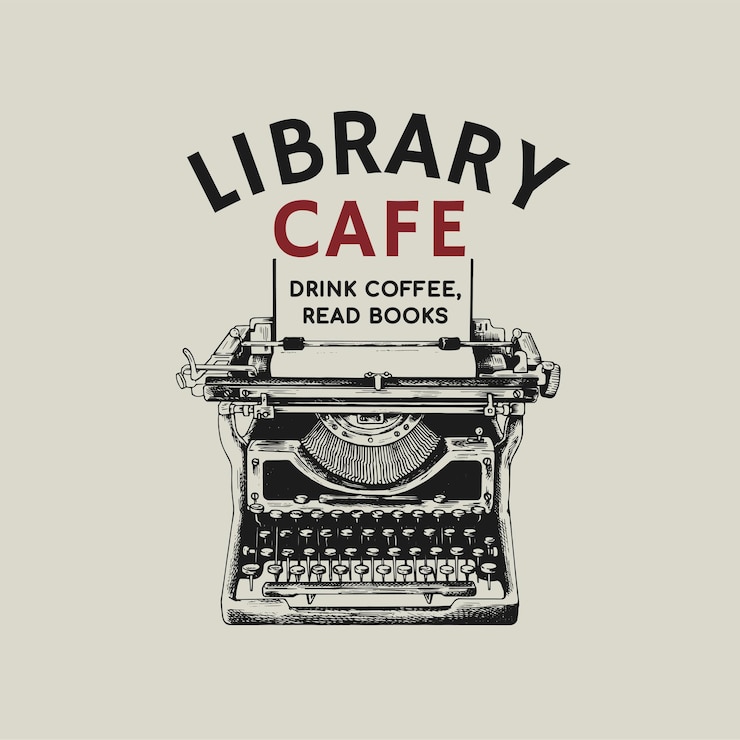 Free Vector editable coffee shop logo business corporate identity with text and retro typewriter
