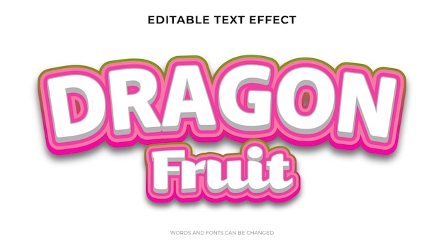 Vettore gratuito effetto di testo del frutto del drago modificabile