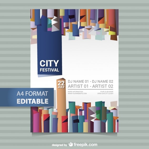 Free vector editable festival poster template