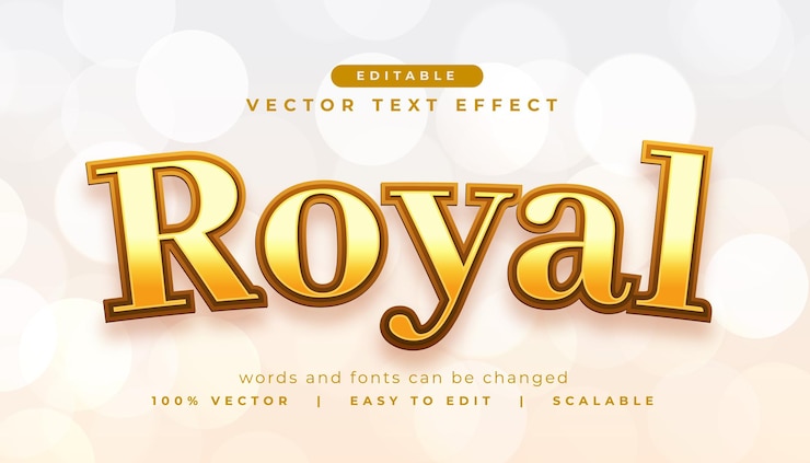 Free Vector editable golden royal lettering text effect style