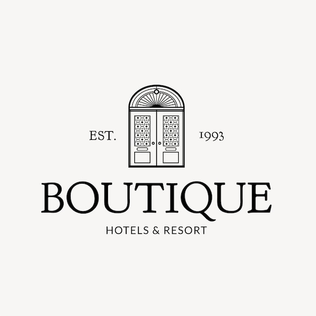 Редактируемый логотип отеля вектор бизнес фирменный стиль с бутик-отелями и курортным посланием