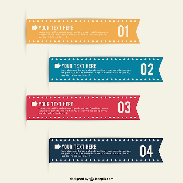 Free vector editable infographic ribbons