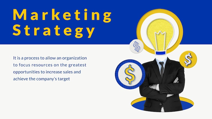 Free Vector editable marketing strategy template vector with businessman and lightbulb remixed media