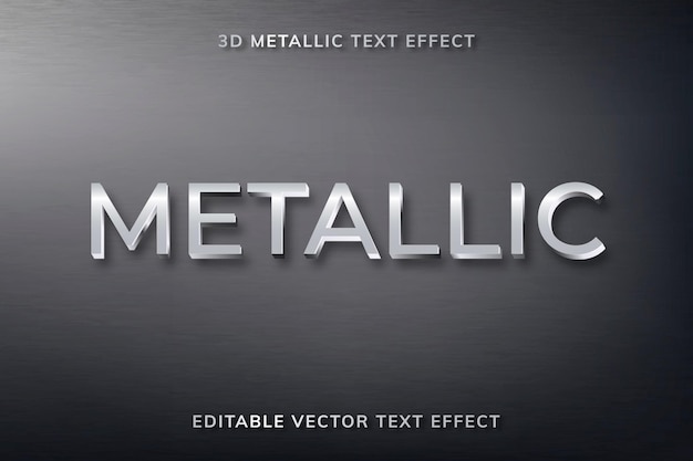 Editable metallic text effect vector template