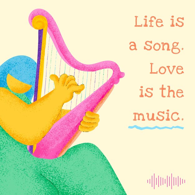 Editable musician template  with inspiring musical quote social media post