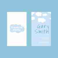 Free vector editable name card template  in clouds and blue sky pattern