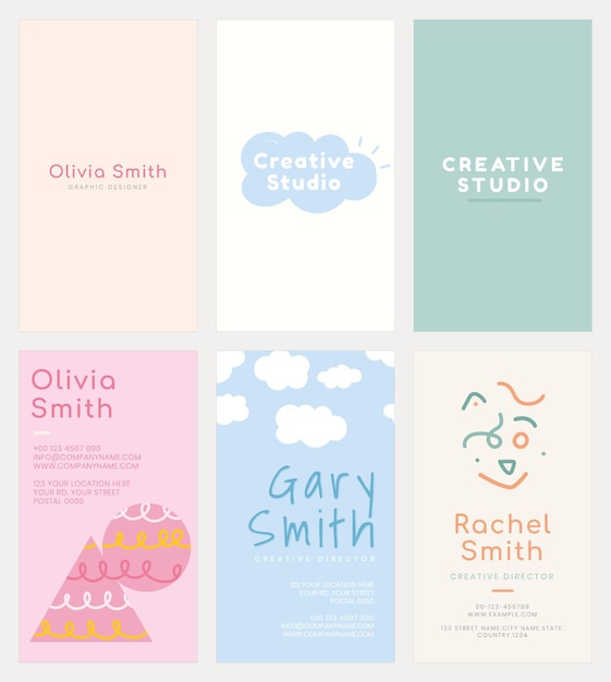 Editable name card template  set in soft pastel color patterns