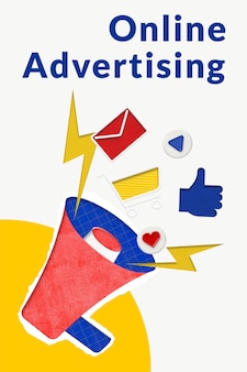 Modello di pubblicità online modificabile con megafono per attività di e-commerce