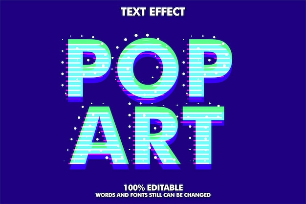 Editable pop art text effects with glitch color style and dot outline