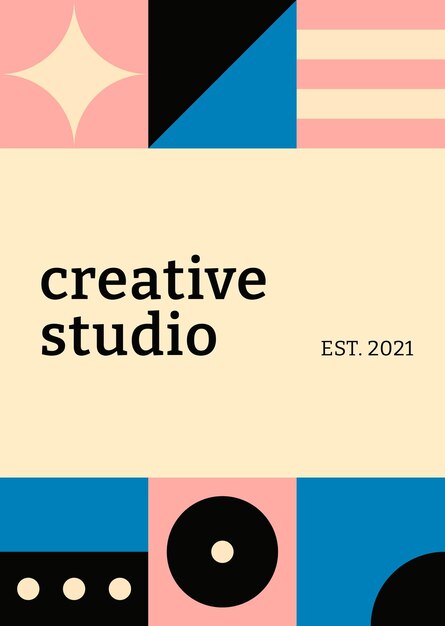 Editable poster template  bauhaus inspired flat  creative studio text