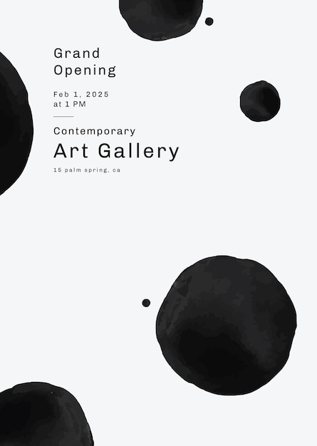 Редактируемый шаблон плаката вектор с рисунком чернильной кисти для художественной галереи