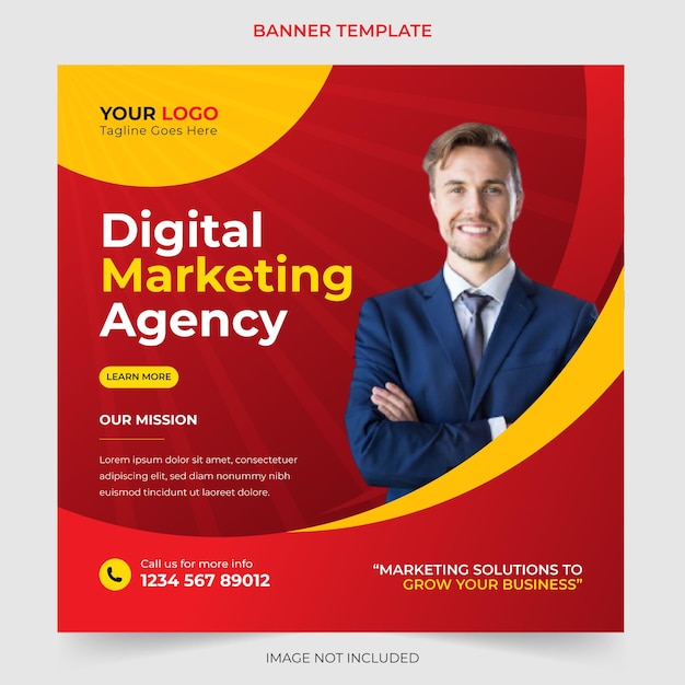 Editable professional digital business agency marketing social media post and banner template design