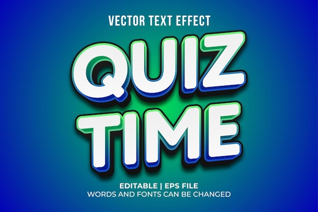 Vettore gratuito effetto di testo di tempo di quiz modificabile