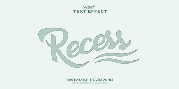Editable recess text effect, blue background