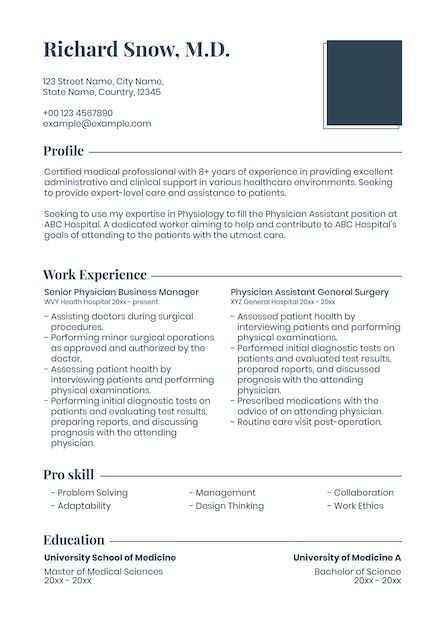 Free vector editable resume template in clean design with photo