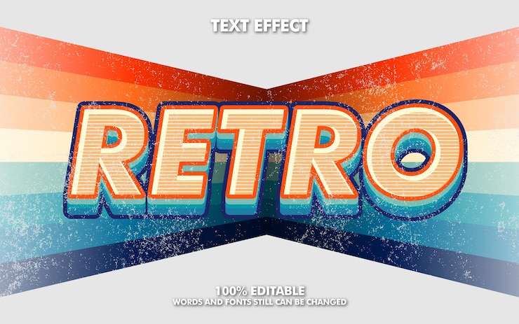 Free Vector editable retro text effect
