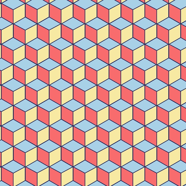 분홍색, 파란색 및 노란색 사각형으로 만든 편집 가능한 완벽 한 패턴