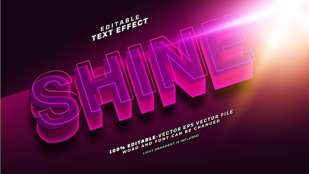 Free vector editable shine text effect