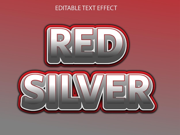 Editable silver red text effect vector