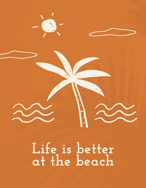 Editable summer doodle template vector with quote social media banner