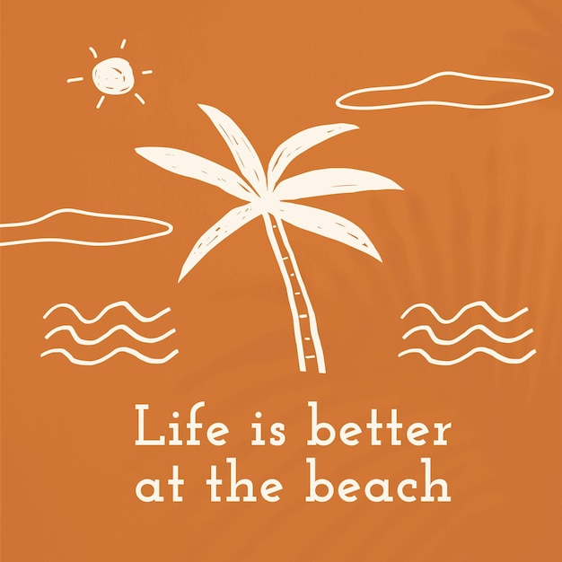 Editable summer doodle template  with quote social media post