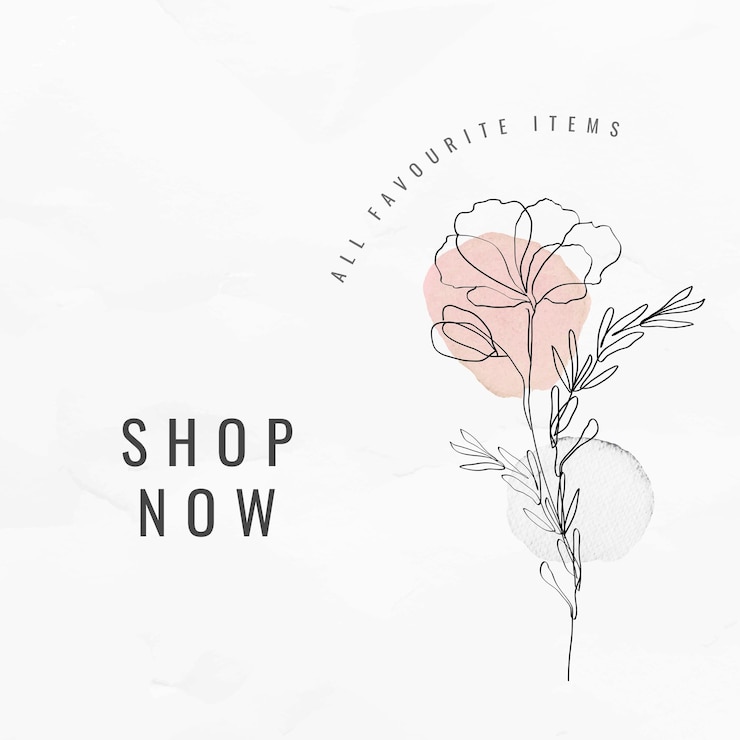 Free Vector editable template  line art minimal social media ad with text shop now