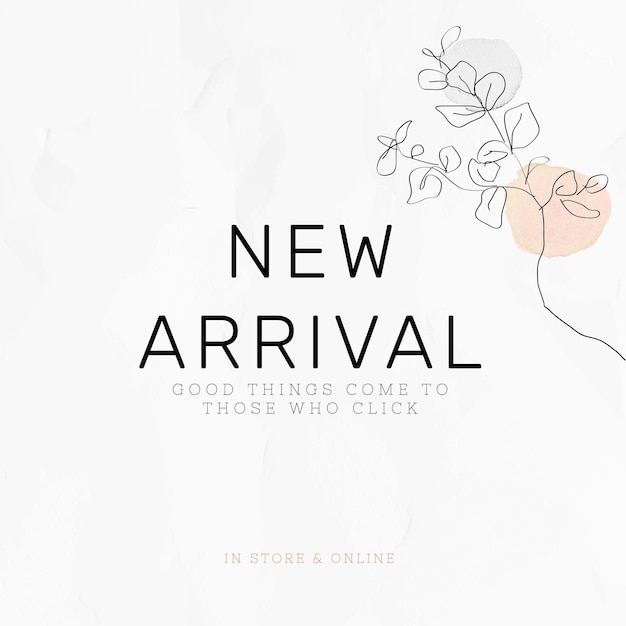 Vector Line Art Minimal Social Media Ad Template for New Arrivals – Free Vector Download