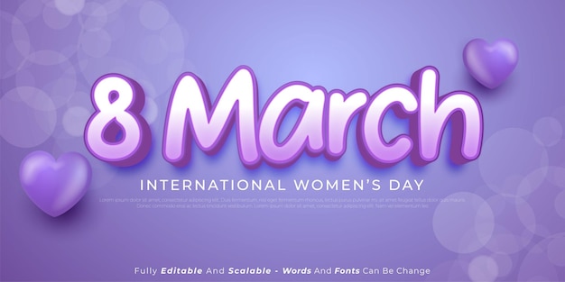 編集​可能な​テキスト​国際​女性​の​日​の​お祝い​の​バナー​に​適した​3​月​8​日​スタイル​の​効果