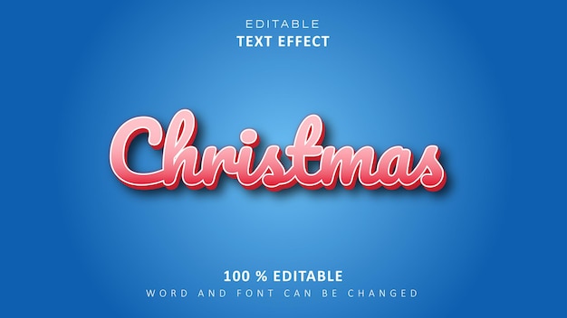 Редактируемый текстовый эффект шаблон с эффектом трехмерного текста рождественский стиль светящийся текст