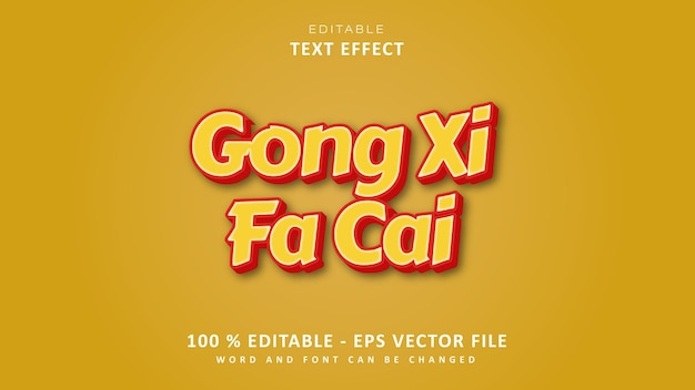 Editable text effect 3d text effect template gong xi fa cai style