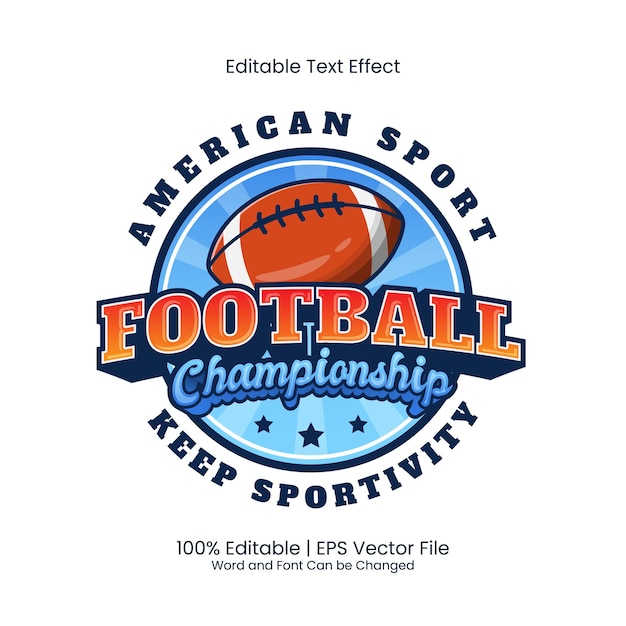 Editable text effect - american football championship emblem customized