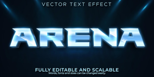 Editable text effect arena 3d metallic and sword font style