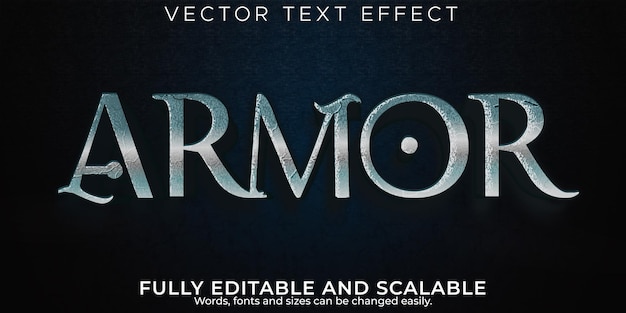 Editable text effect armor, 3d viking and warrior font style