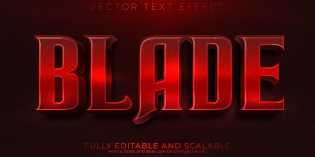Free vector editable text effect blade, 3d sword and warrior font style