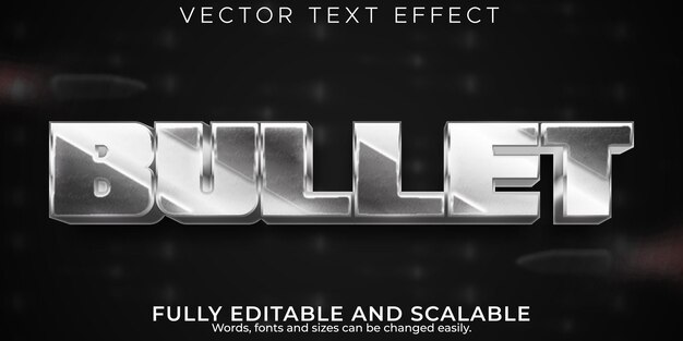 Editable text effect bullet, 3d soldier and metallic font style