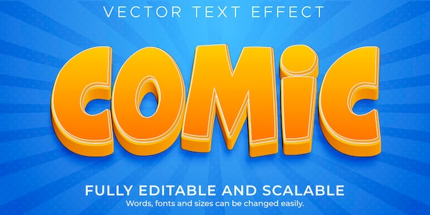 Free vector editable text effect, cartoon and comic text style