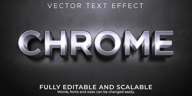 Editable text effect, chrome metallic  text style