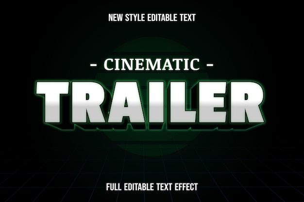 Editable text effect cinematic trailer color white black and green