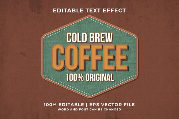 Editable text effect - cold brew coffee retro template style premium vector