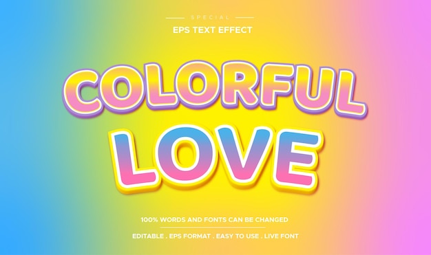 Editable text effect colorful love style