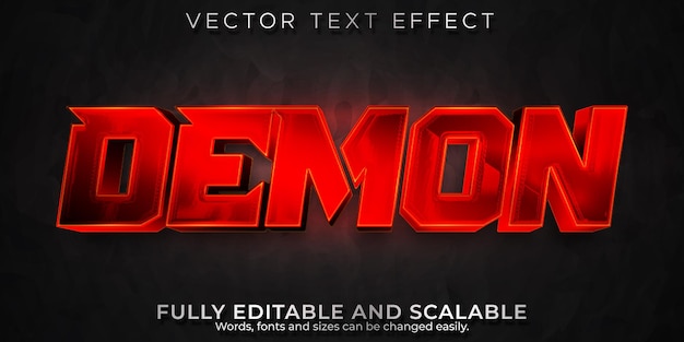 Free vector editable text effect demon, 3d horror and shiny font style