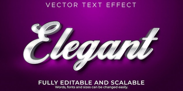 Editable text effect elegant silver text style