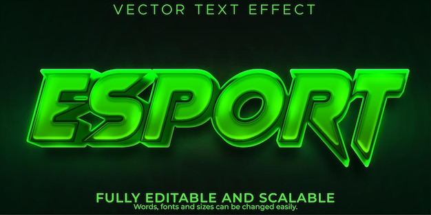 Editable text effect esport, 3d green and viper font style Premium Vector