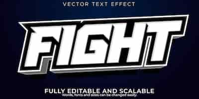 Free vector editable text effect fight, 3d gamer and sport font style