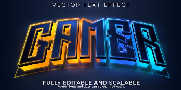 Free vector editable text effect gamer, 3d esport and stream font style