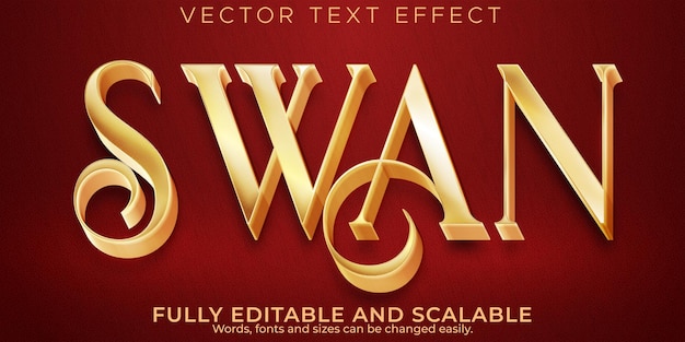 Редактируемый текстовый эффект золотой, роскошный 3d и элегантный стиль шрифта